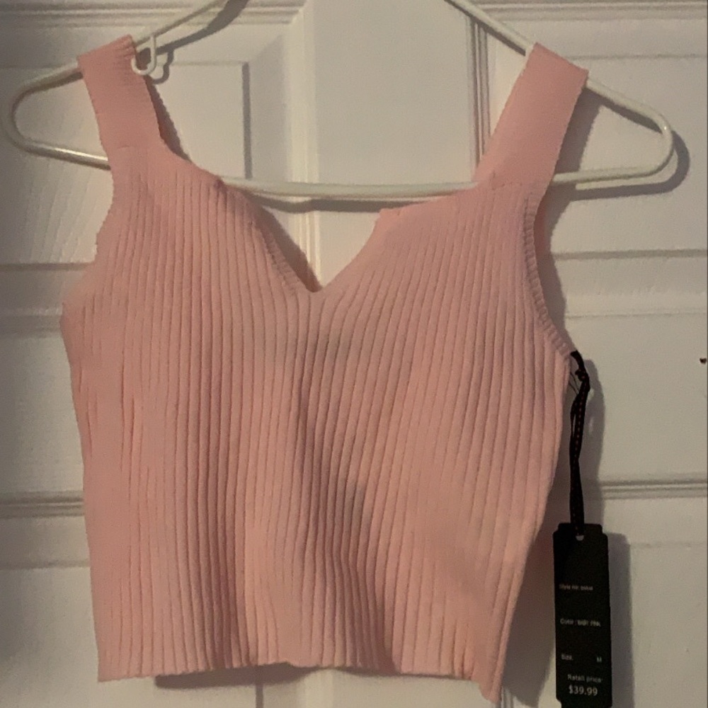 Roma Knit Pink cropped tank top